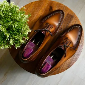 Tan Leather Oviedo Lace Up Derby Shoes - AW24