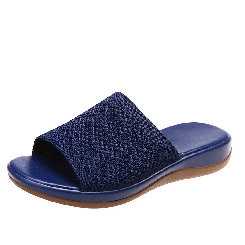 Women Mesh Wedges Heels Flip Flops Casual Chunky Waterproof  Slippers